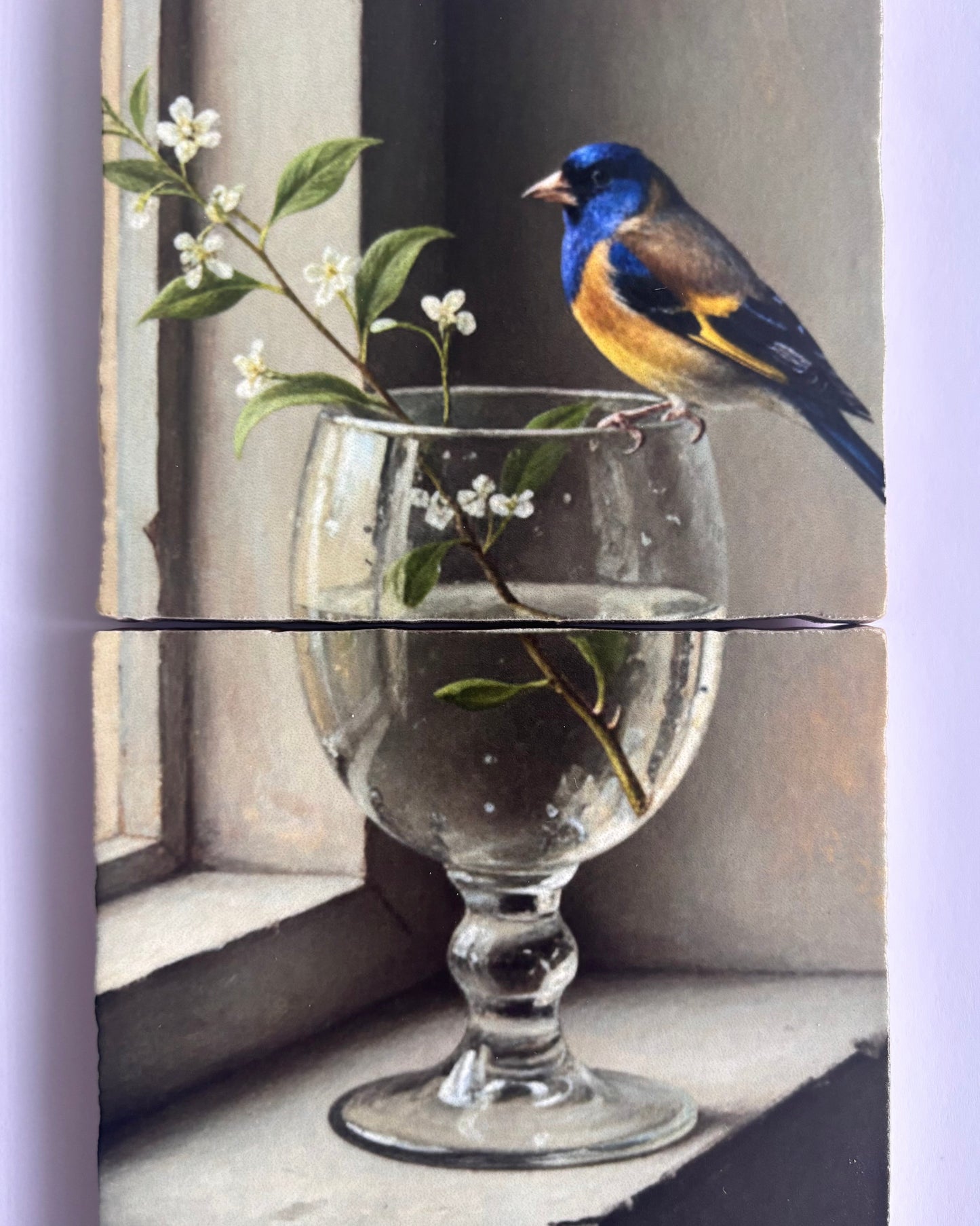 Tweeluik Vink op glas bij raam