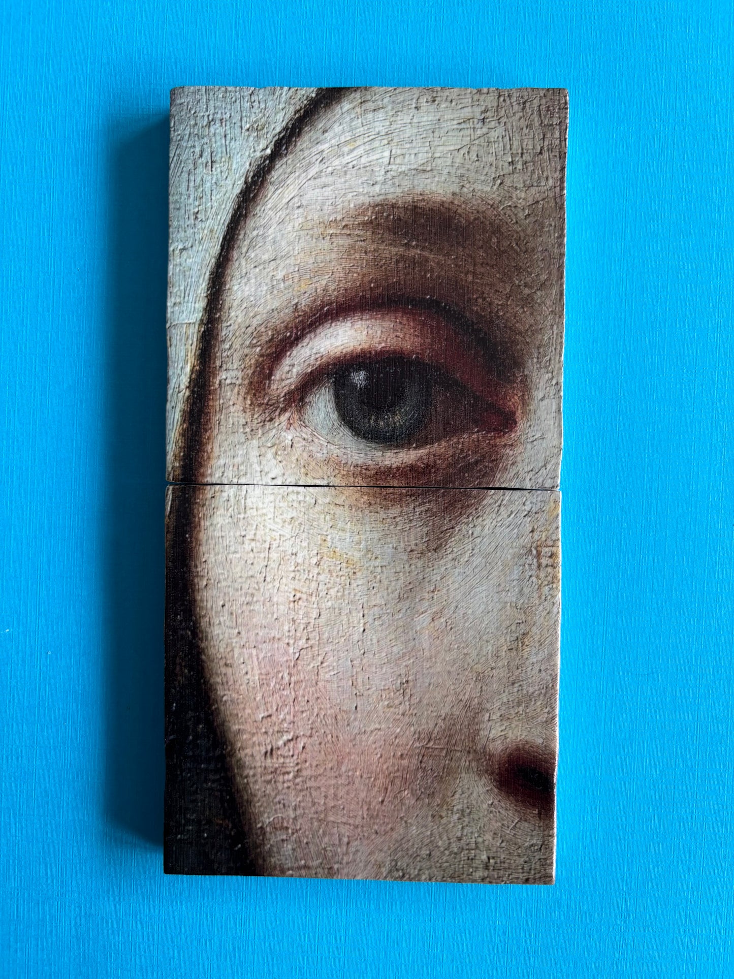 Detail van olieverfschilderij Vrouw met Doek