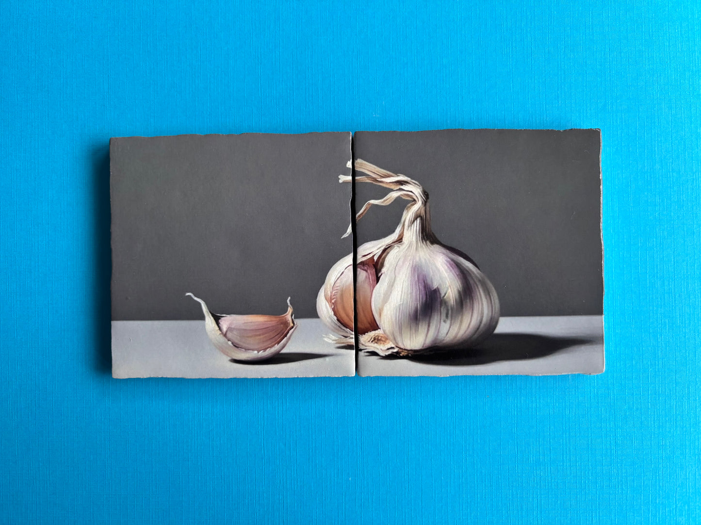 Knoflook Tegel Tweeluik | Culinaire Wanddecoratie voor Keuken en Eetkamer