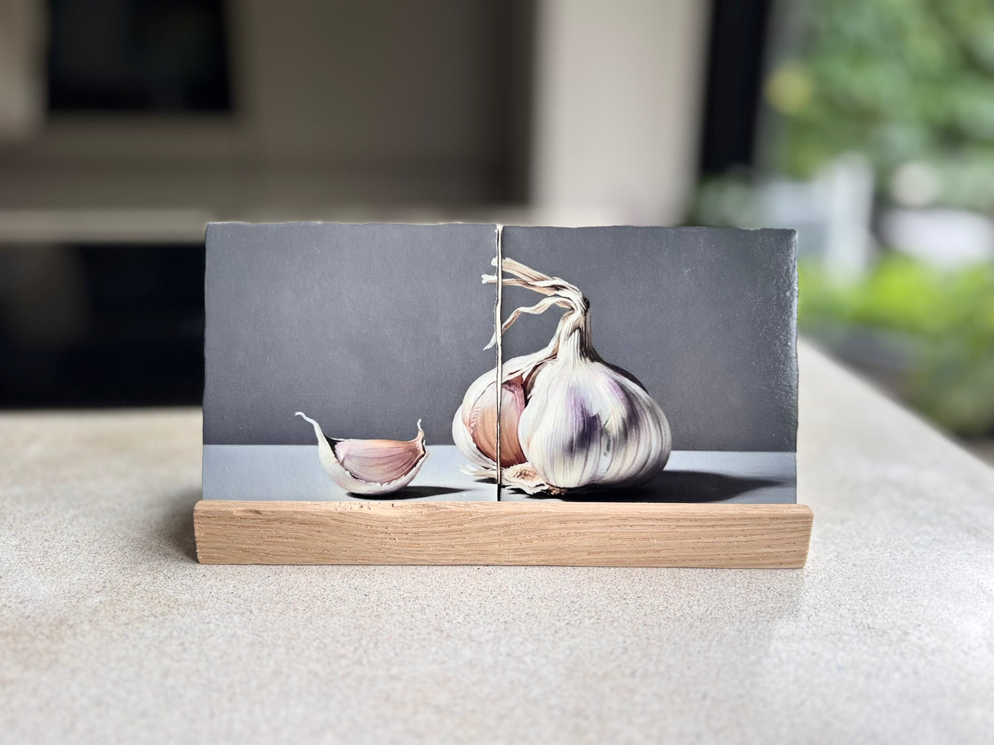 Knoflook Tegel Tweeluik | Culinaire Wanddecoratie voor Keuken en Eetkamer